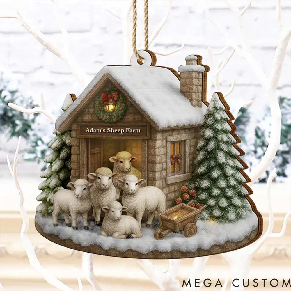 Personalized Pet Lover Christmas Sheep Farm Christmas Ornament