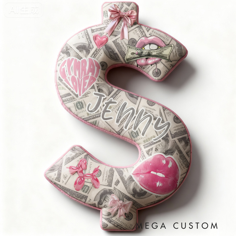 Personalized Dollar Throw Pillow Graphic 3D Print Trainer Fitness Planner Pinky Money Come Decoration Letter Pillow Exercise Sport Gym Sublimation Design Lift Heavy Shit Gym Rat Weightlifting Pillow for Her Gym Lovers