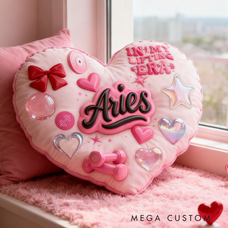 Personalized Workout Heart Throw Pillow Graphic 3D Print Trainer Fitness Planner Pinky Heart Decoration Letter Pillow Exercise Sport Gym Sublimation Design Lift Heavy Shit Gym Rat Weightlifting Pillow for Her Gym Lovers