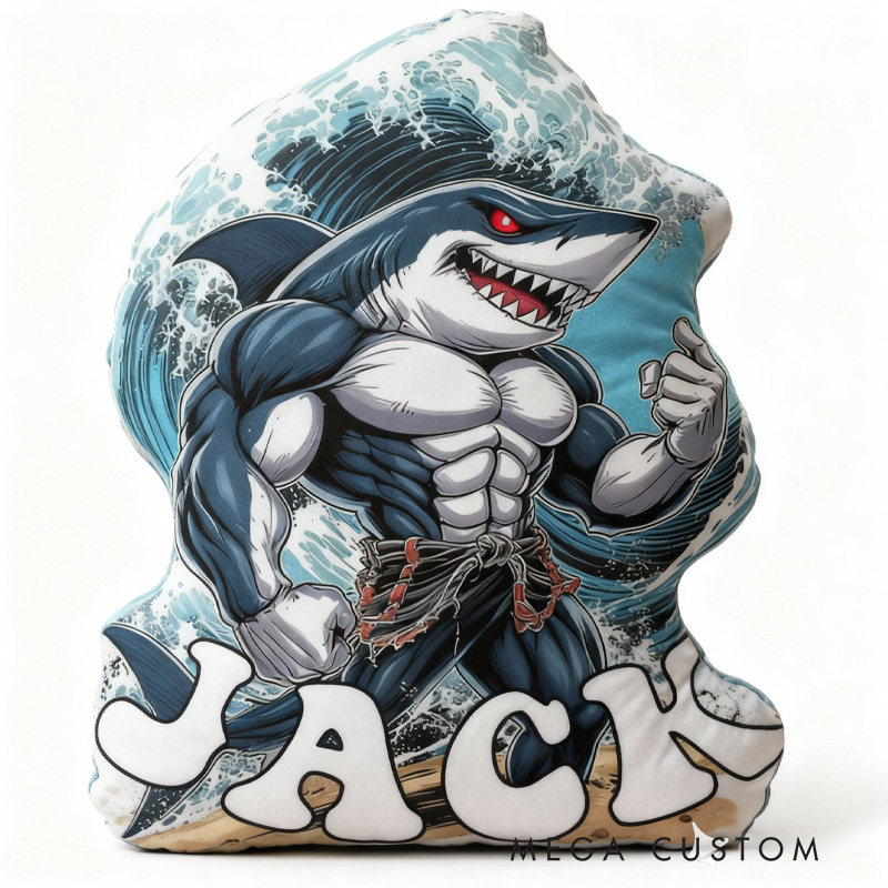 Personalized Fitness Shark Pillow Graphic 3D Print Trainer Fitness Planner Decoration Letter Pillow Exercise Sport Gym Sublimation Design Lift Heavy Shit Gym Rat Weightlifting Pillow for Kids Gym Lovers