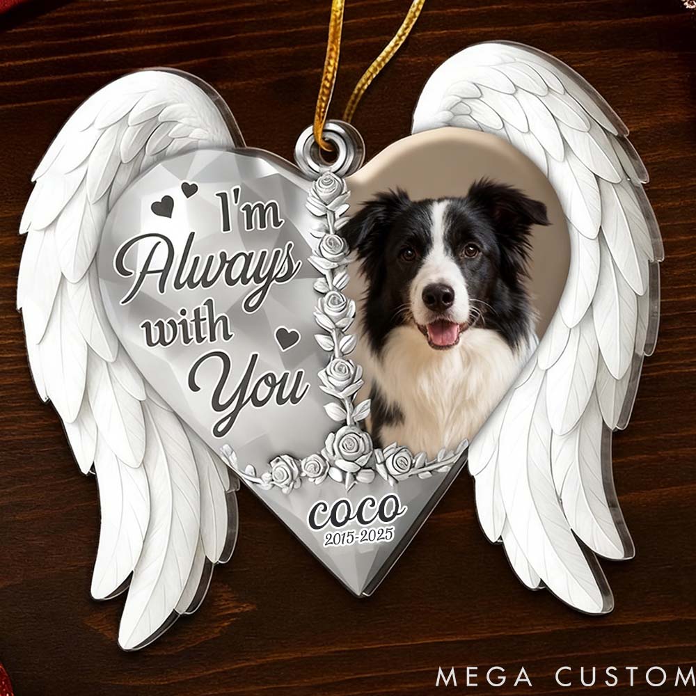 Personalized Pet Lover Custom Photo Wings Christmas Memorial Acrylic Ornament