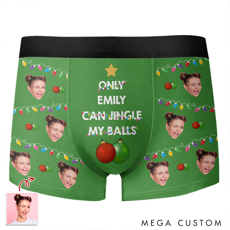 Personalized Photo Boxer Briefs Men's Christmas Boxers Funny Underwear with Face Photo Christmas Gift for Boyfriend Husband 