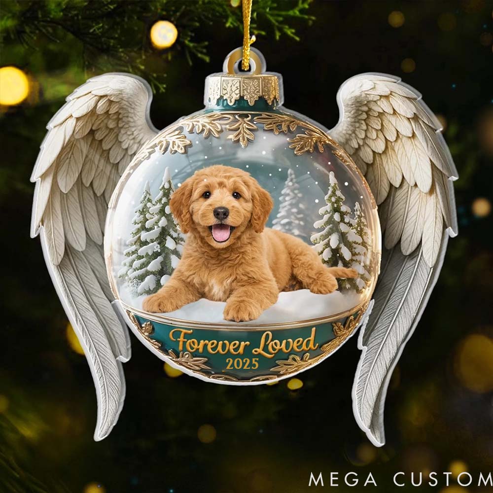 Personalized Pet Lover Custom Photo Forever Cherished in Paw Prints Christmas Memorial Acrylic Ornament