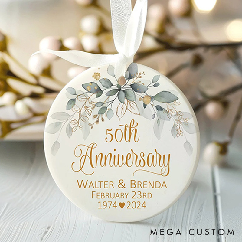 Personalized Couple Anniversary Ceramic Ornament Custom Name Valentine's Day Gifts for Husband Wife Ornament for Couple Xmas Gift