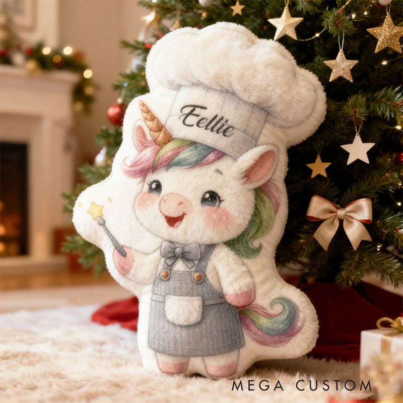 Personalized Baking Dinosaur Alphabet Throw Pillow Chef Horse Letter Pillow with Name for Kids Girl Boy Baker Christmas Gifts Loving Room Decor