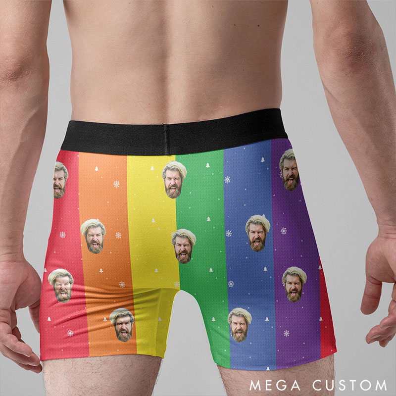 Personalized Only My Husband Can Jingle My Bells Custom Photo Men's Boxer Briefs for LGBTQ Christmas Boxers for Boyfriend Husband Lgbtq 