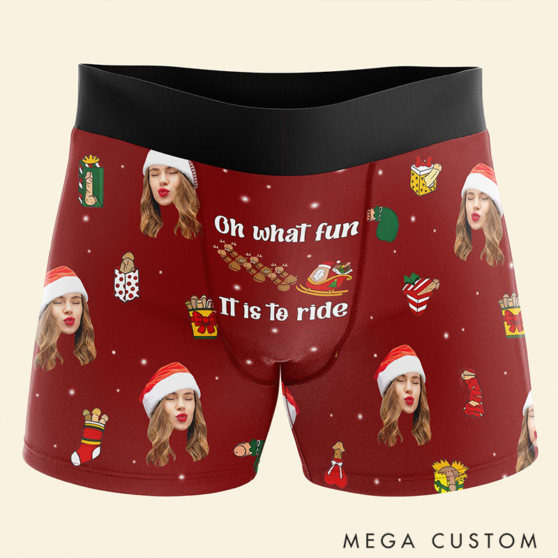 Personalized Photo Boxer Briefs Men's Christmas Boxers Funny Underwear with Face Photo Christmas Gift for Boyfriend Husband 