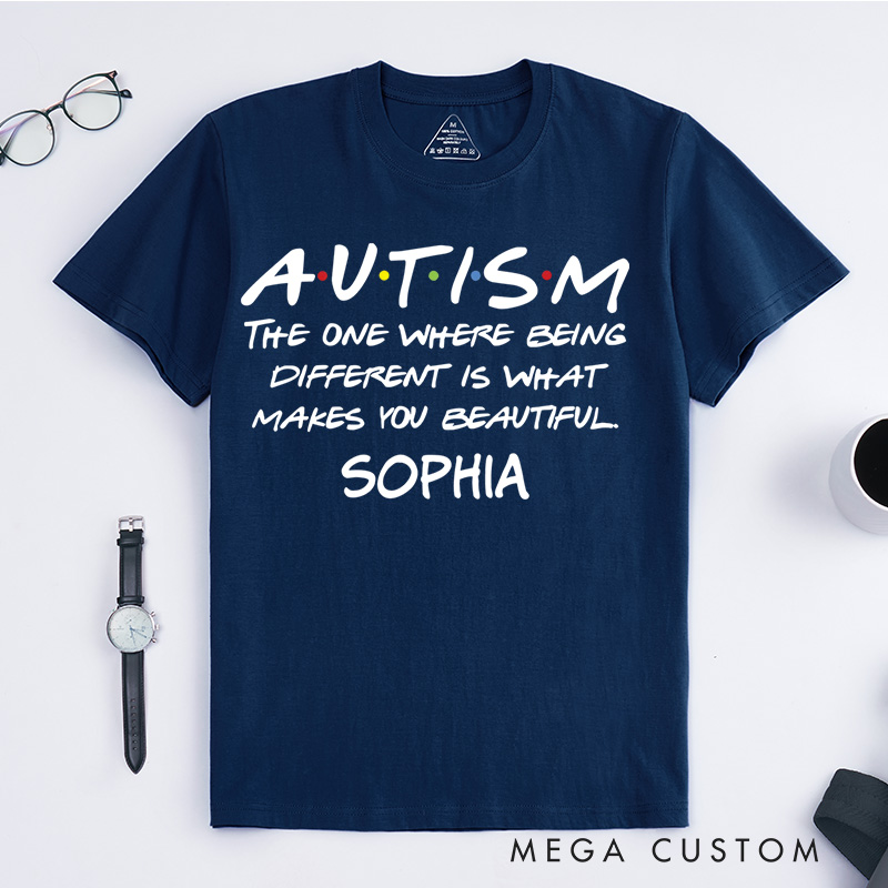 Personalized Autism Being Different Is Beautiful Inspirational Awareness Themed T-shirt Autism Awareness Gift