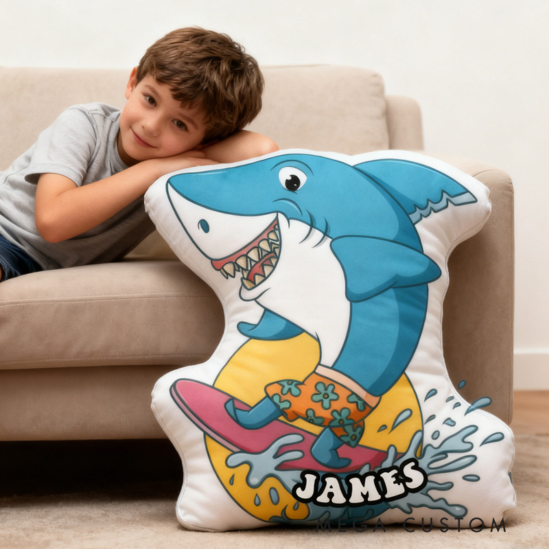 Personalized Suring Shark Pillow Rainbow Throw Pillow Graphic 3D Print Surfing Skateboarding Fitness Decoration Pillow Exercise Sport Pillow for Kids Surfing Skateboarding Lovers