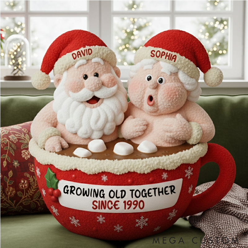 Personalized Mr and Mrs Santa Claus In Hot COCO Funny Pillow Couple Christmas Gift Holiday Decoration