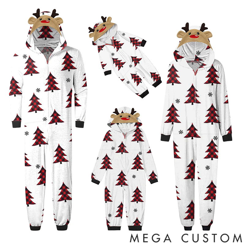 Personalized Matching Family Holiday Christmas Onesies Pajamas Reindeer