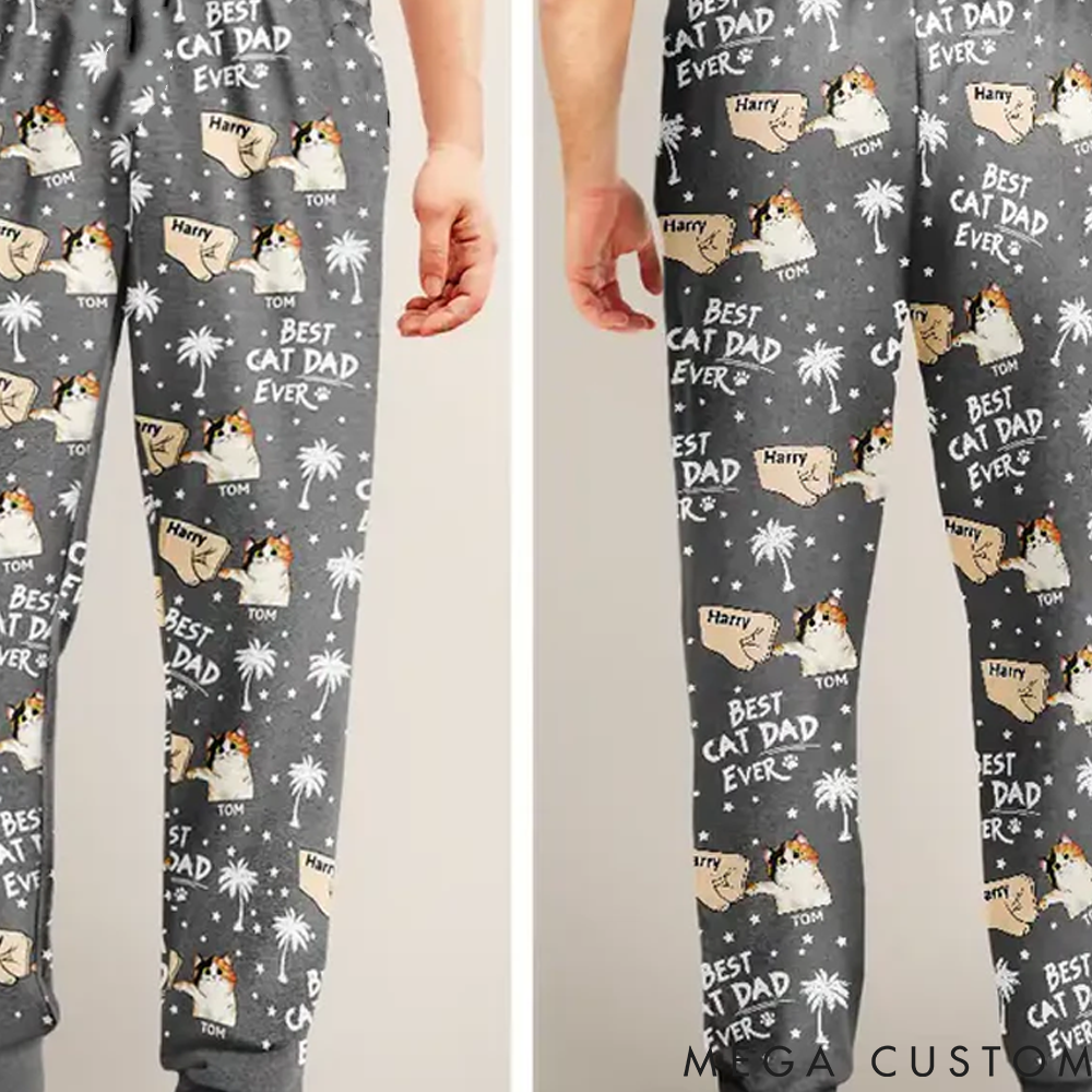 Personalized Cat Lover Best Cat Dad Ever Pants Pajamas