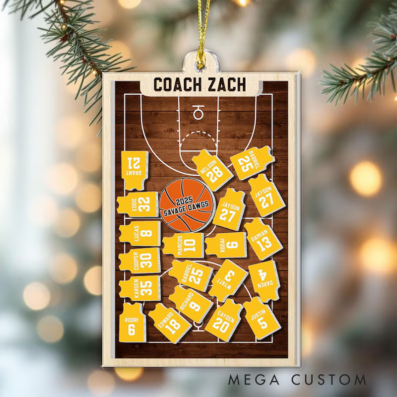 Personalized Team Member Name Basketball Ornament: Basketball Coach End of Year Gift