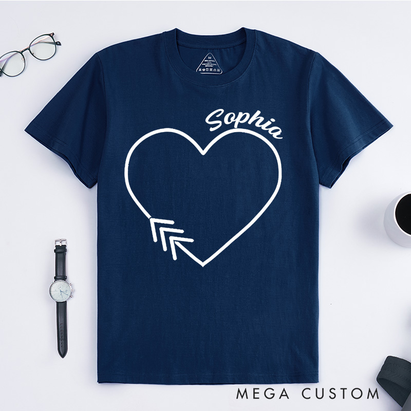 Personalized Heart and Arrows Minimalist Love Down Syndrome T-shirt Down Syndrome Awareness Gift
