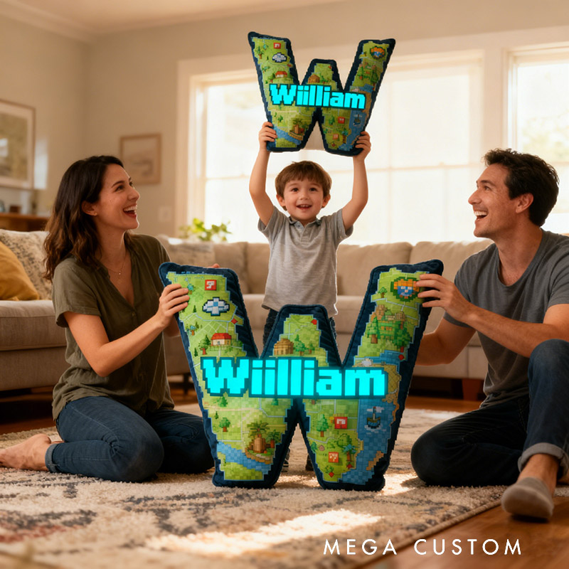 Personalized Game Letter Pillow for Game Lovers Plush Pillow Christmas Birthday Holiday Party Gift for Kids