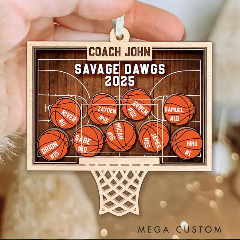 Personalized Basketball Coach Shaker Ornament: End Of Season Coach Gift
