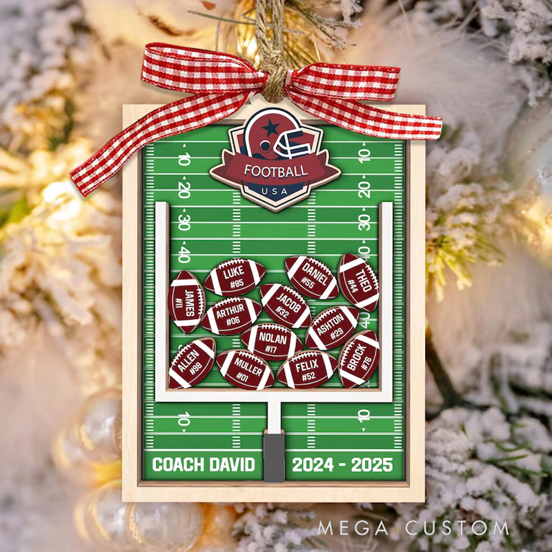 Personalized Shaker Football Coach Ornament: End Of Season Football Team Gift