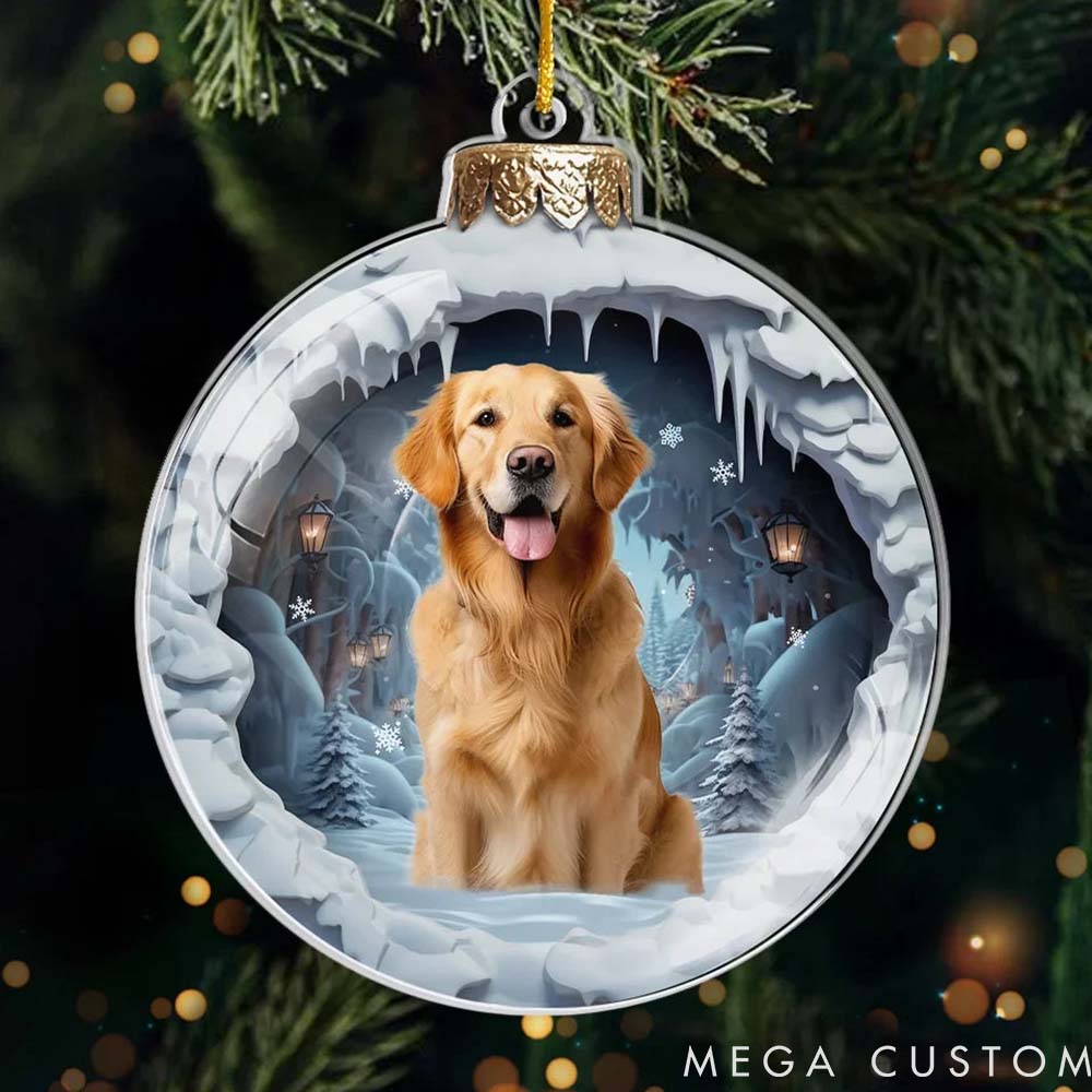 Personalized Pet Lover Custom Photo Santa Paws is Coming to Town Ornament