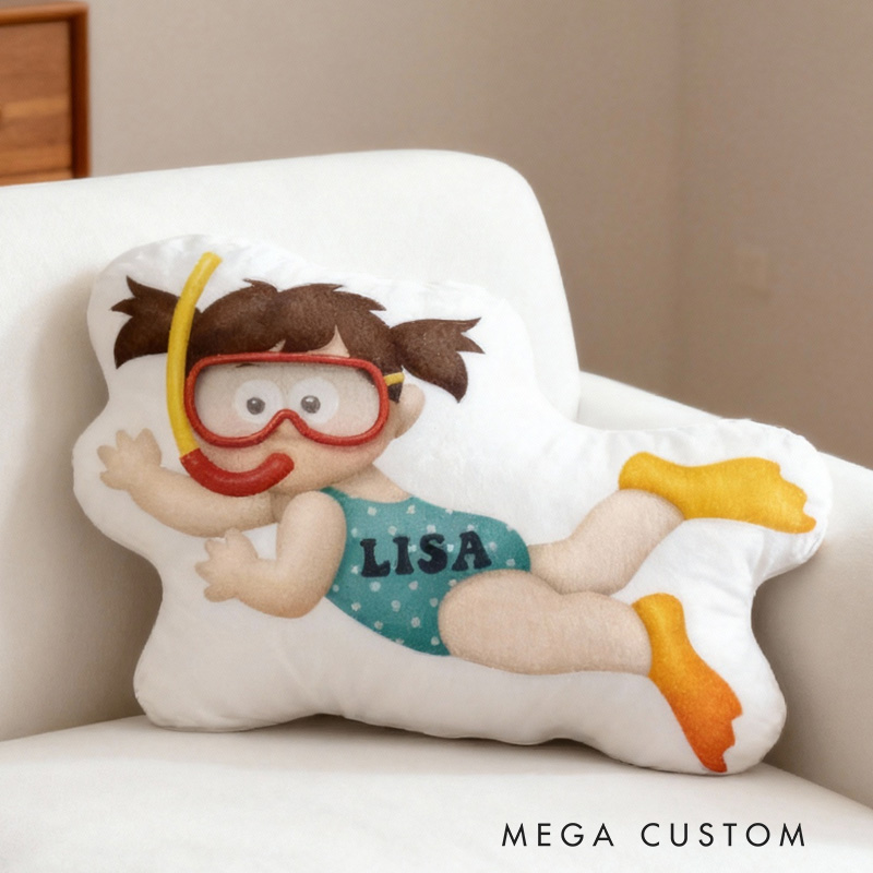 Personalized Diving Pillow Throw Pillow Graphic 3D Print Swimming Fitness Decoration Pillow Exercise Sport Pillow Female Swimmer Holiday Gift Custom Swim Pool Keepsake for Kids or Teens Swimming Lovers