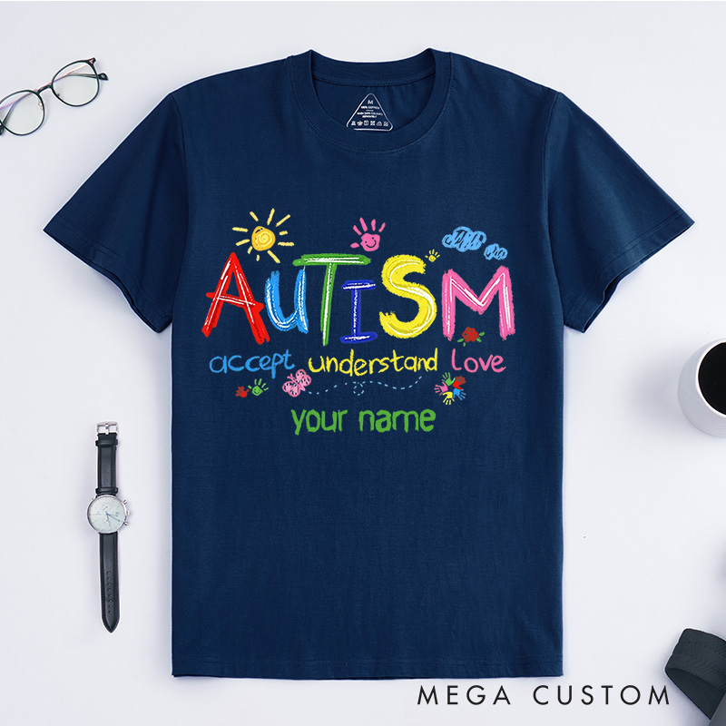 Personalized Autism Puzzle Pieces T-Shirt Autism Support Gift