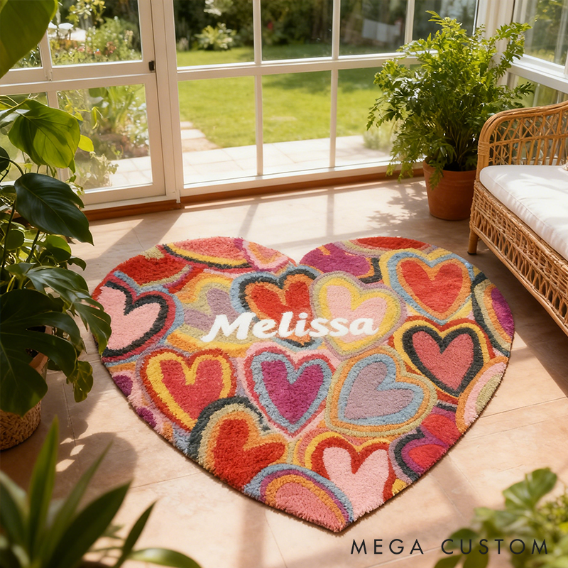 Personalized Heart Style Door Mat with Name Anniversary Gift For Her Home Decor Birthday Gift For Girlfriend 