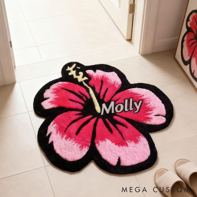 Personalized Floral Door Mat with Name Anniversary Gift For Her Home Decor Birthday Gift For Girlfriend Holiday Decoration