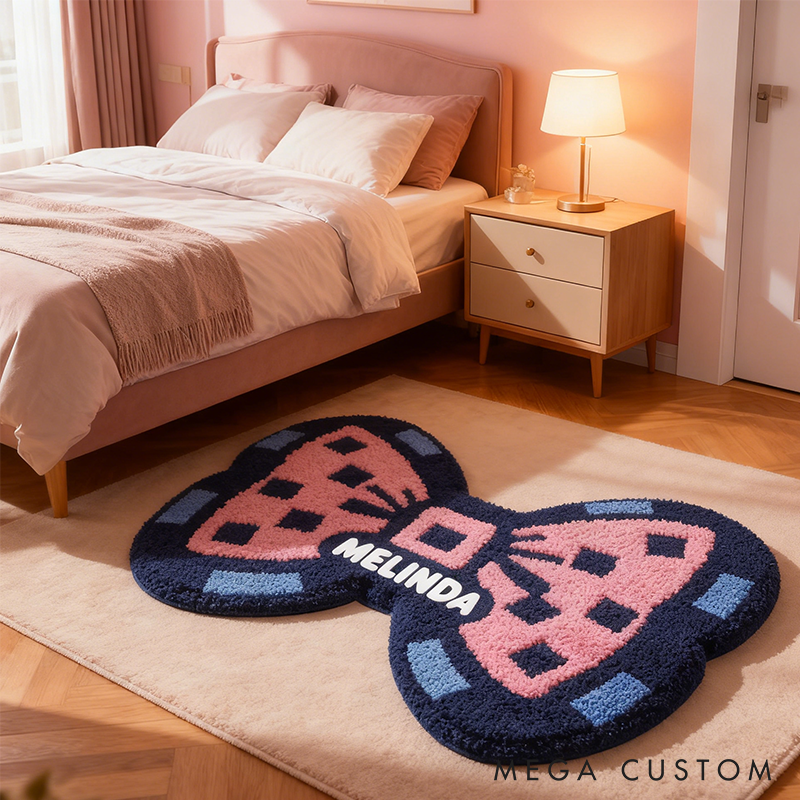 Personalized Bow Shaped Door Mat with Name Anniversary Gift For Her Home Decor Birthday Gift For Girlfriend Holiday Decoration