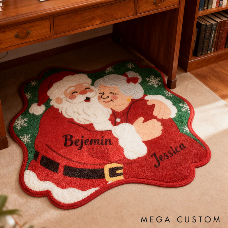 Personalized Mr and Mrs Santa Claus Door Mat with Name Anniversary Gift For Couple Christmas Home Decor Holiday Decoration