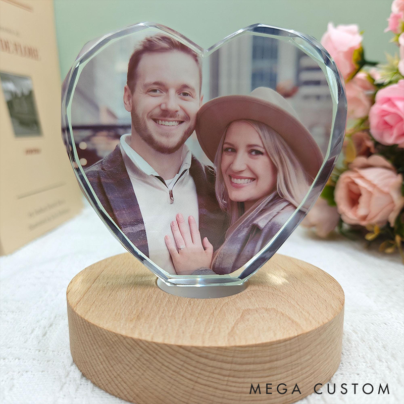 Personalized 3D Crystal Photo Portrait LED Night Light Engraved Crystal Photo With Light Anniversary Valentine's Day Gift for Him Her