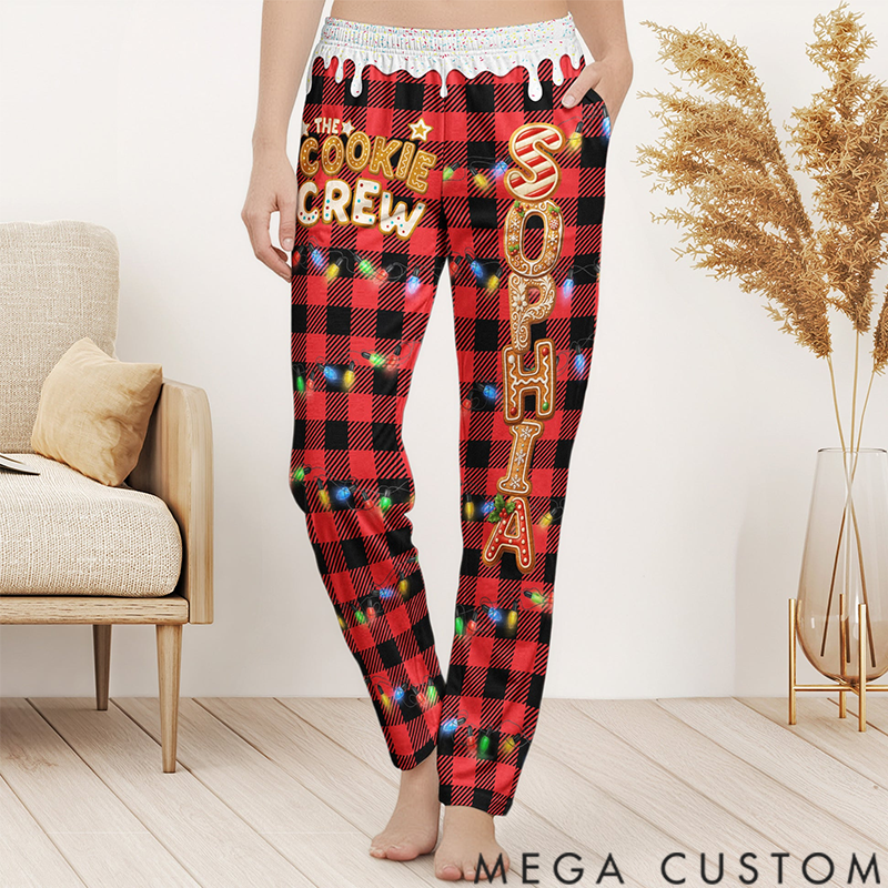 Personalized Custom Gingerbread Names Pajama Pants Christmas Matching Outfits For Family
