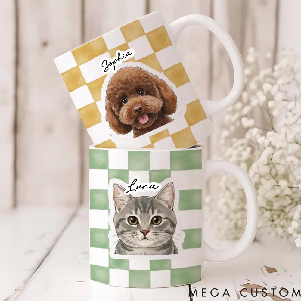 Personalized Pet Lover Custom Pet Mug with Pattern Background  Mugs