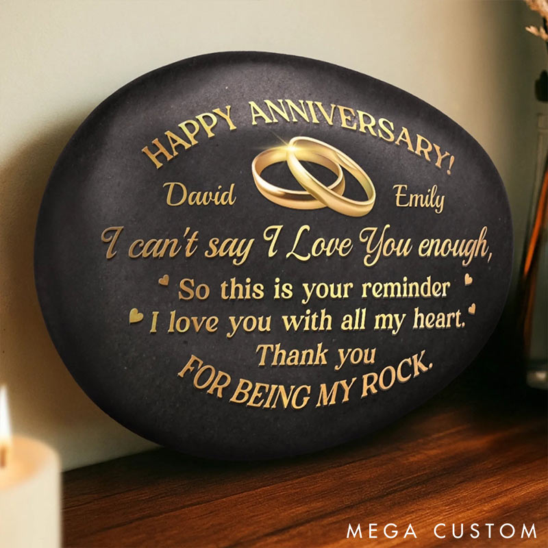 Personalized Our Love Grows With Time Printed Rock Valentine's Day Gift for Couple Anniversary Wedding Gifts for Husband And Wife Gift for Him Her 