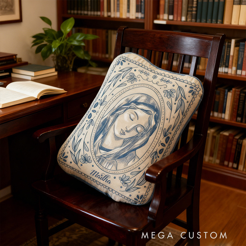 Personalized Virgin Mary Pillow with Custom Name Catholic Home Decor Religious Gift Birthday Gift for Women Graphic 3D Print Pillow