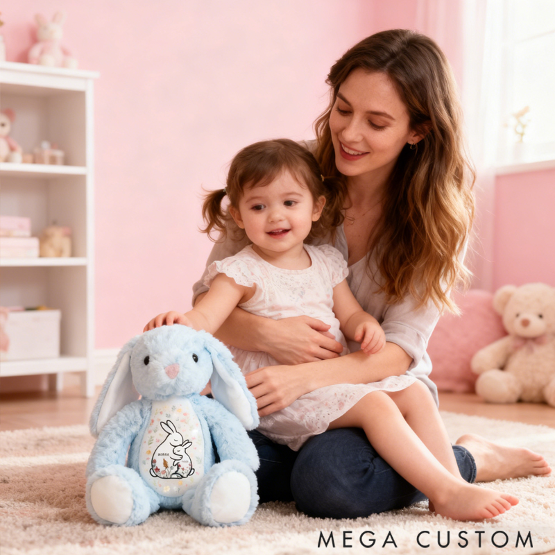 Personalized Pretty Bunny Plush Toy Custom Name Special Gift for Family Members