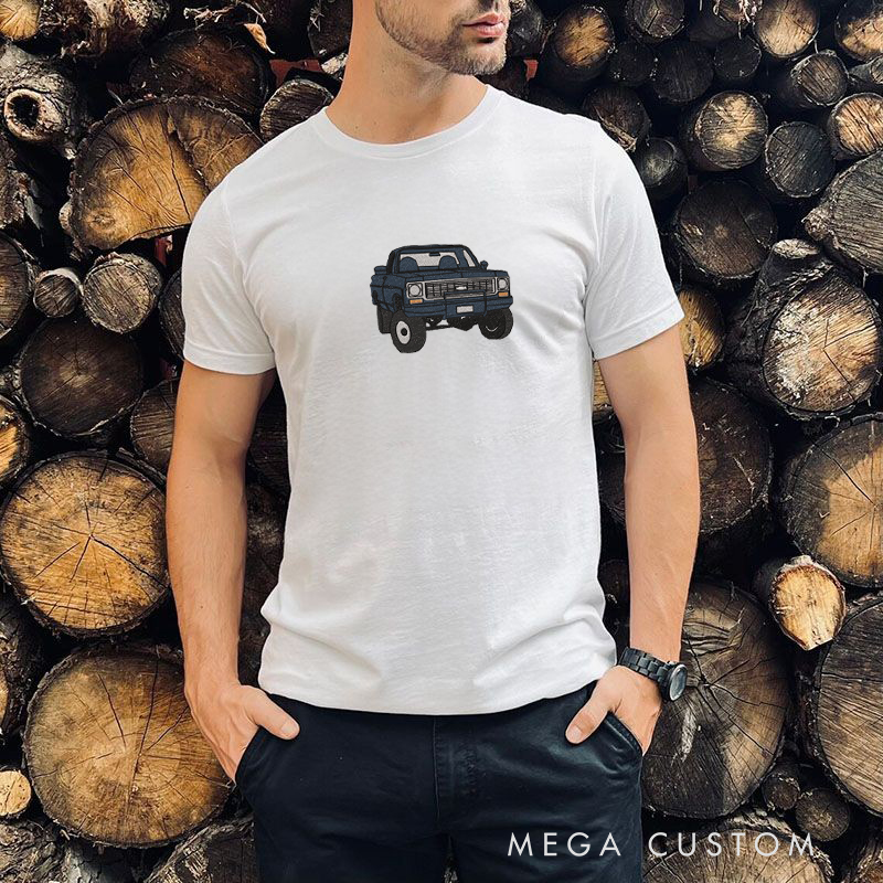 Personalized Car Embroidery T-Shirt Custom Car Photo Design Classic Tee Cool  Gift for Racing and Car Lovers