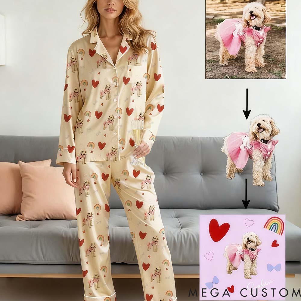 Personalized Pet Lover Pet Portrait Photo Pajamas with Name