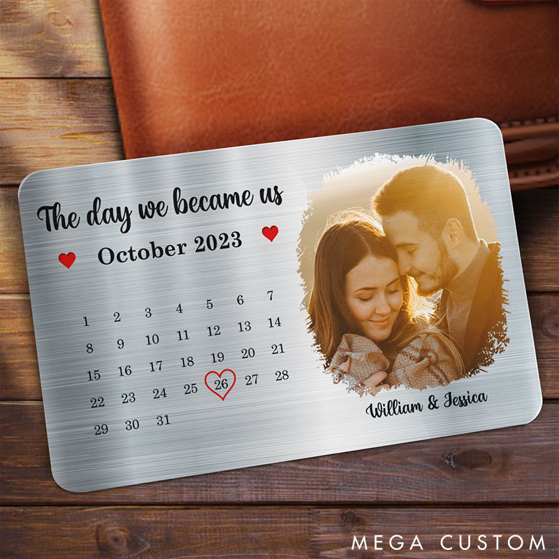 Personalized Anniversary Wallet Card Custom The Day We Became Us Gift For Couples Wallet Card Valentine's Day Gift for Husband Boyfriend