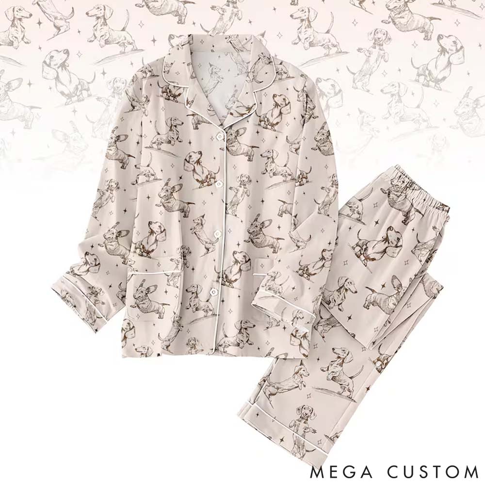 Personalized Dog Lover Dachshund Dog Pajamas Set