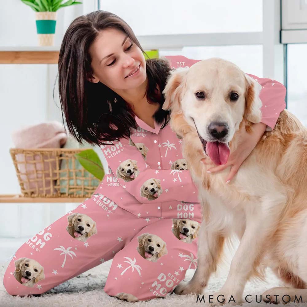 Personalized Pet Lover Coconut Tree Pet Avatar Photo Pajamas Set