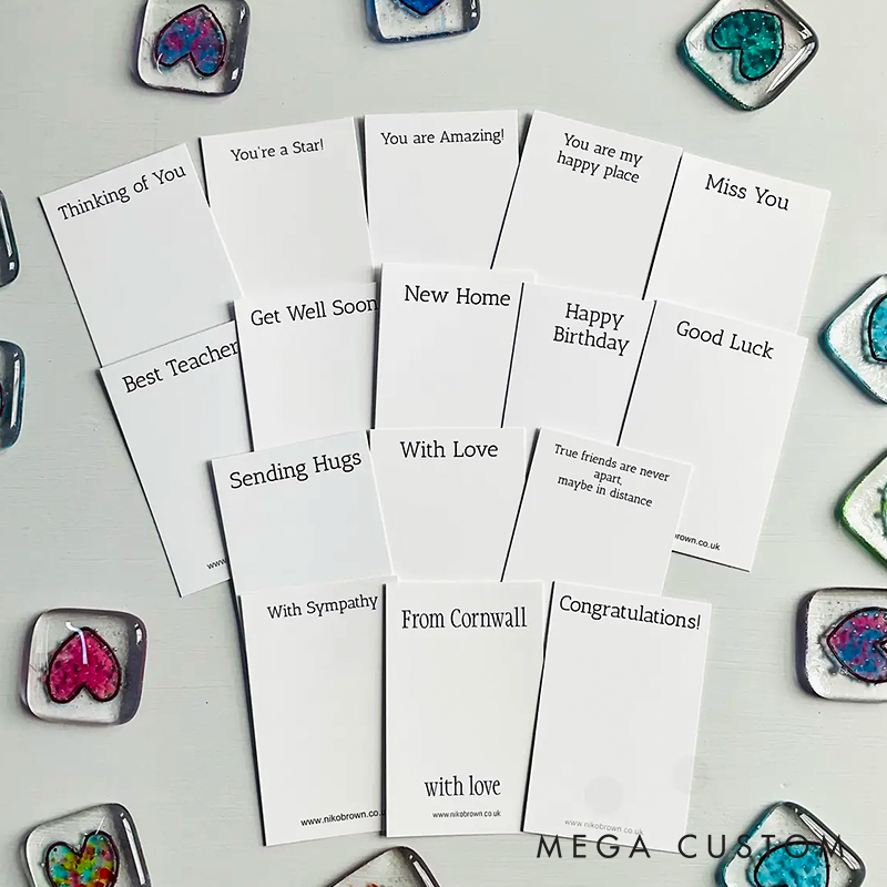 Glass Pocket Token with Message Fused Glass Heart Token Handmade in Cornwall by Niko Brown