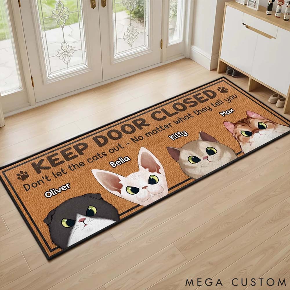 Personalized Cat Lover this House Runs on Cat Drama Doormat