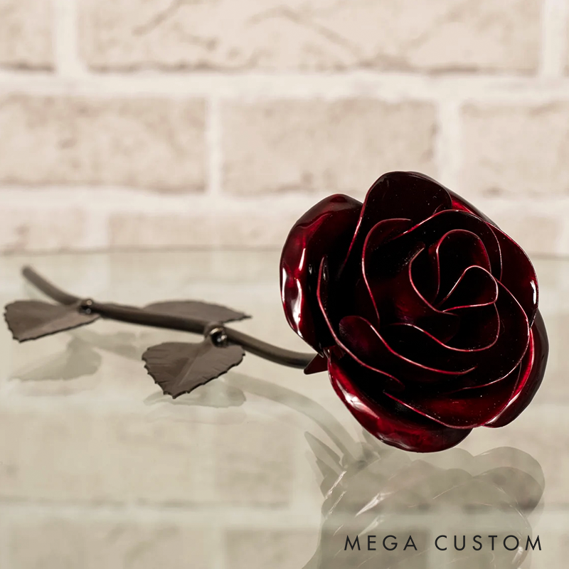 Personalized Red Metal Rose Iron 6th or Steel 11th Anniversary Gift