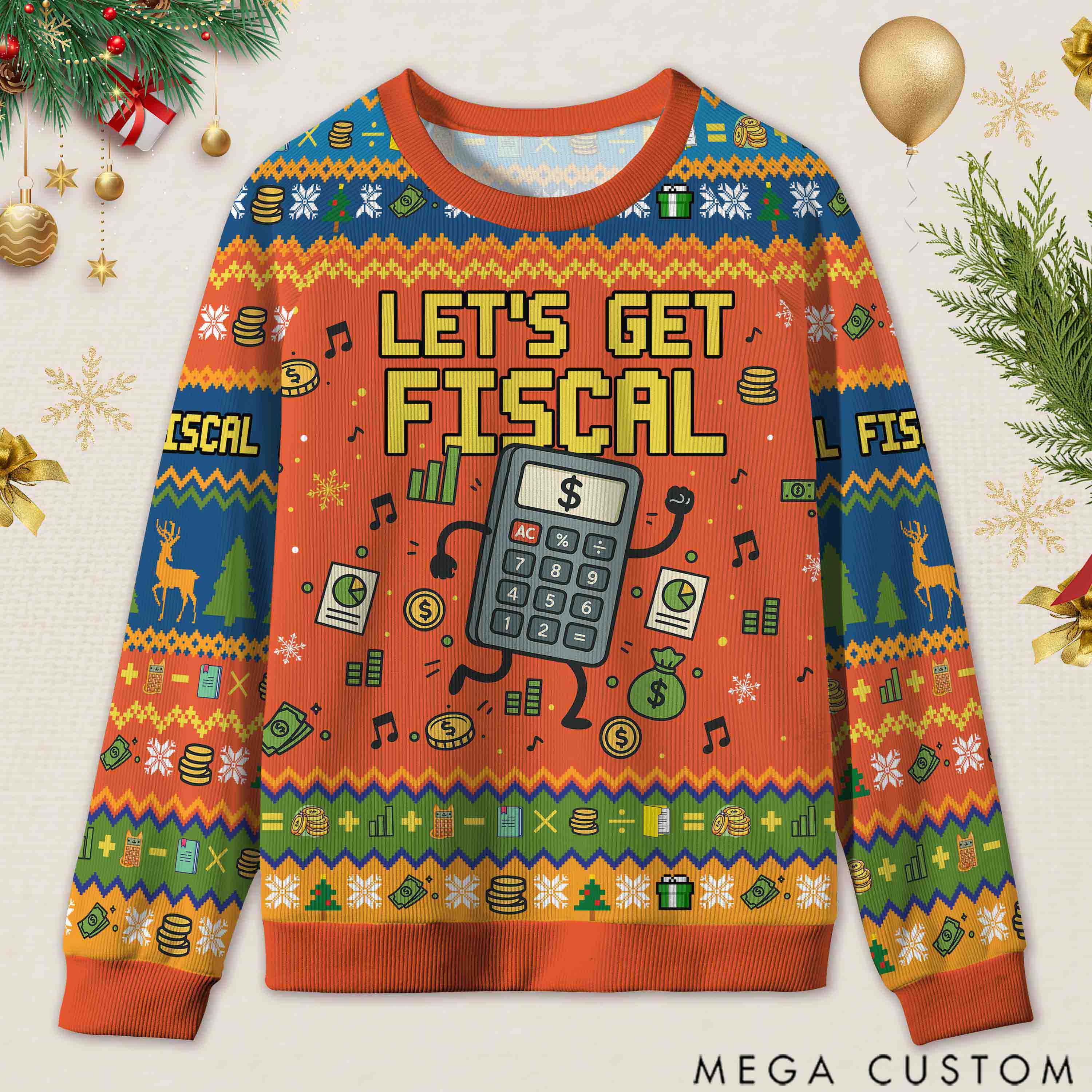 Personalized Accounting Hilarious Ugly Sweater Financial Christmas Gift for Accountants