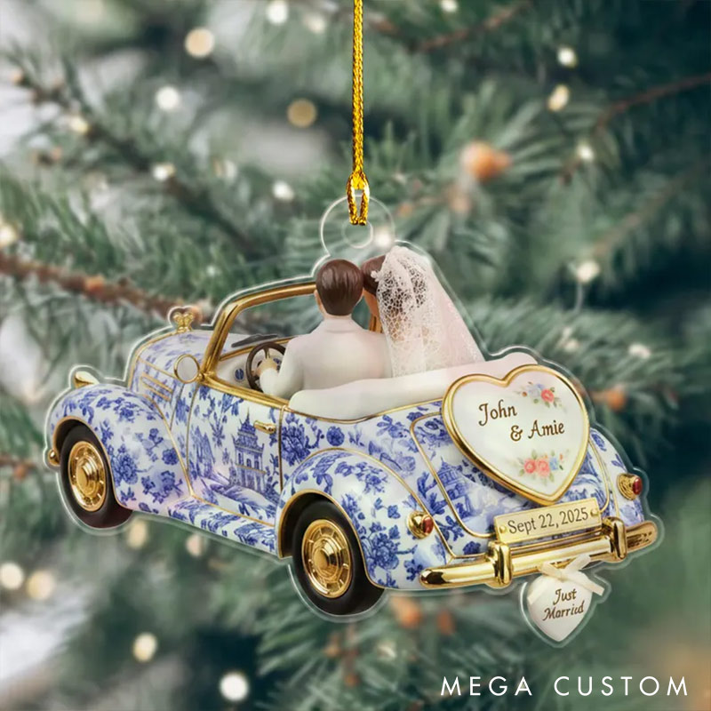 Personalized Couple Just Married Mr Mrs Couple Ornament Wedding Car Chrismas Decoration Gift for Newlyweds Couple Gift for Wife Husband