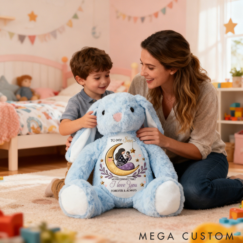 Personalized Pretty Bunny Plush Toy Custom Name Never Forget That I Love You Forever & Always Family Members