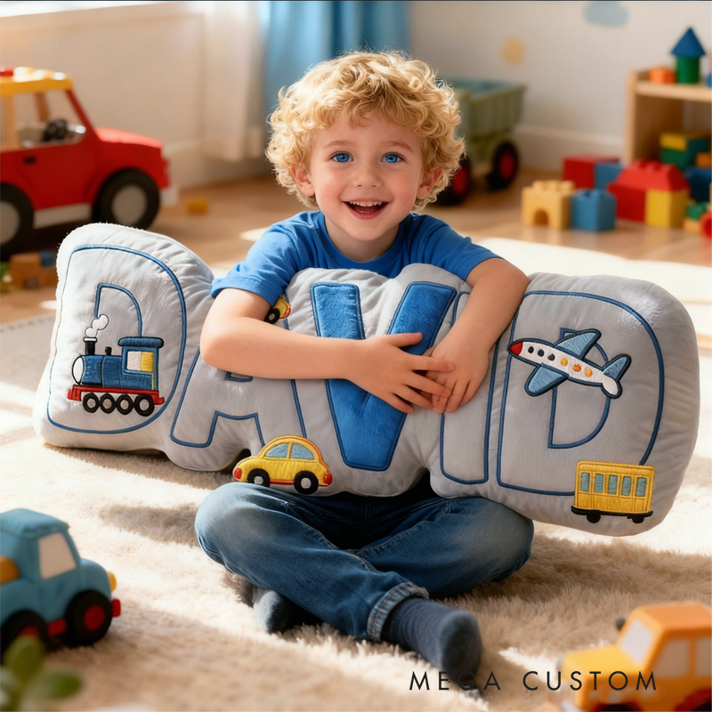  Personalized Vehicle Themed Cushion for Boys with Name Christmas Gift for Kids