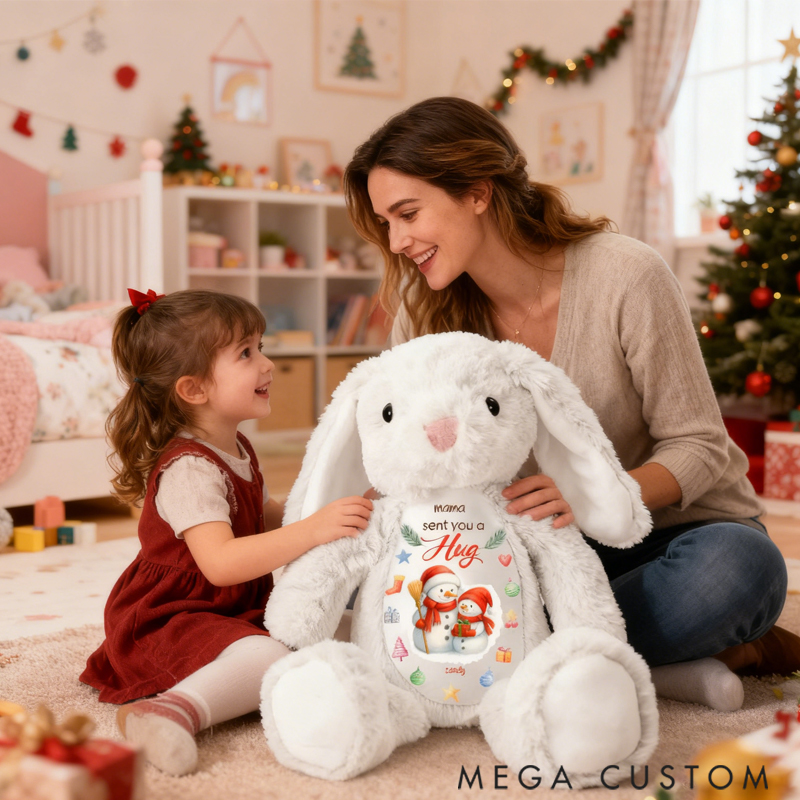 Personalized Pretty Bunny Plush Toy Custom Name Sent You A Hug Gift for Family Members