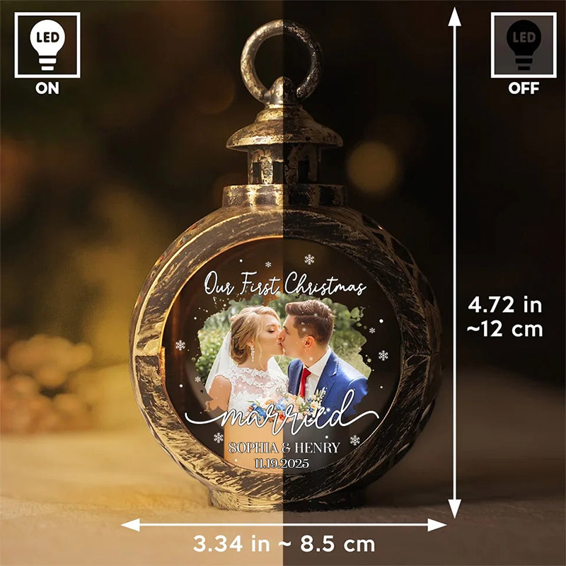 Personalized Couple Photo Our First Christmas Candlelight Lantern Ornament Custom Newlyweds Photo Candlelight Lantern Ornament Wedding Christmas Gift
