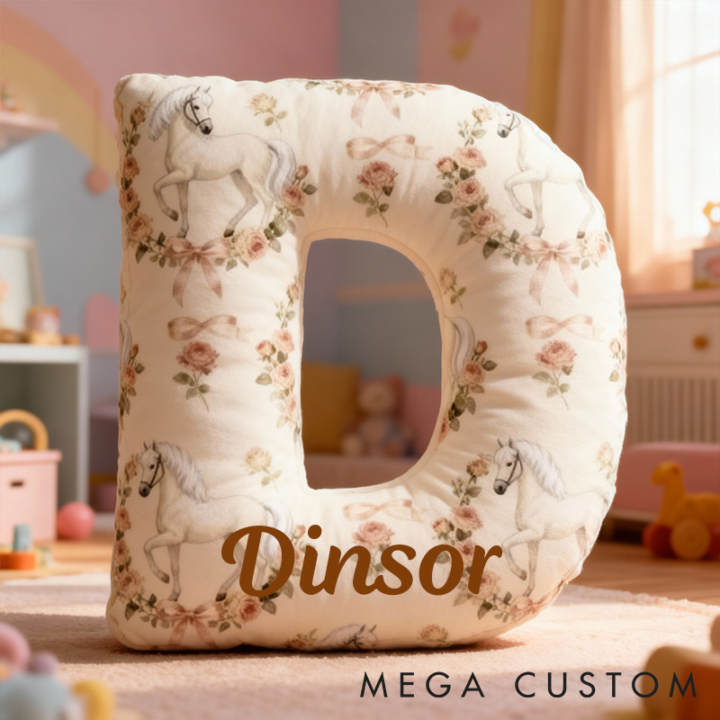 Personalized Pet Lover Pastoral Steed in Floral Wreath Graphic 3D Print Pillow