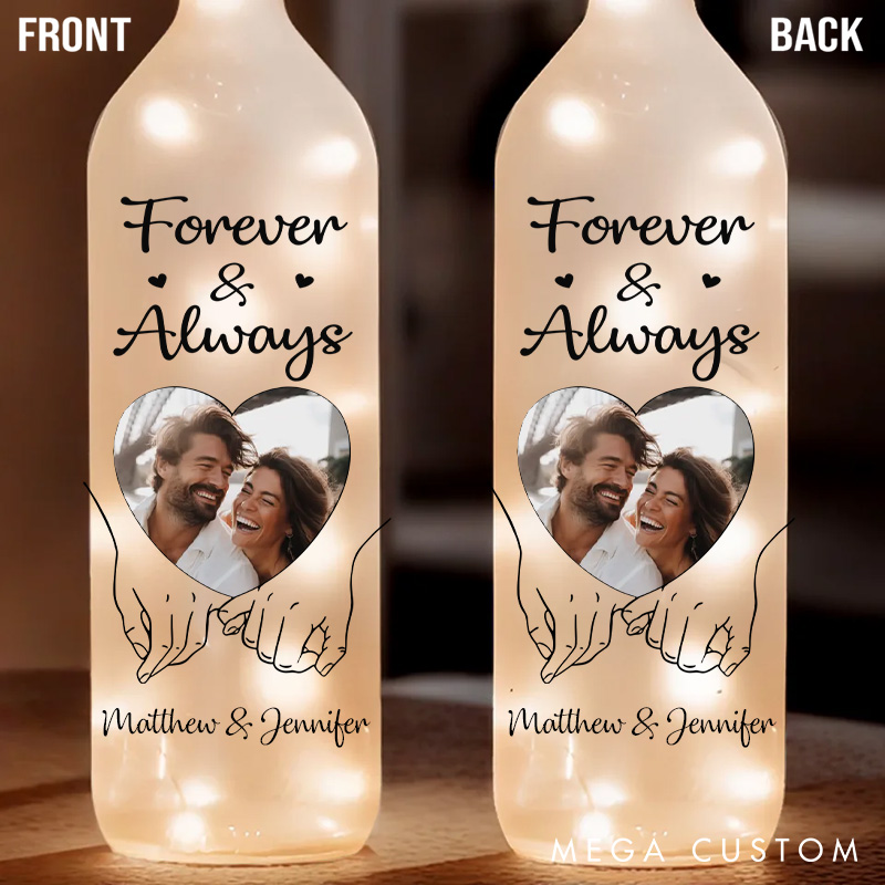 Personalized Photo Bottle Lamp Custom LED Light Bottle You & Me Anniversary Wedding Gifts for Husband Wife Valentines Gift for Couple